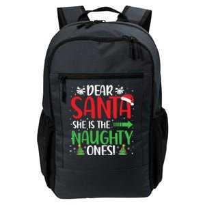 Dear Santa She Is The Naughty One Matching Couple Cool Gift Daily Commute Backpack