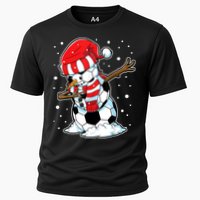 Dabbing Snowman Soccer Ball Christmas Santa Boys Dab Sport Team Cooling Performance Crew T-Shirt