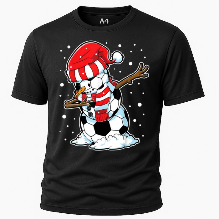 Dabbing Snowman Soccer Ball Christmas Santa Boys Dab Sport Team Cooling Performance Crew T-Shirt