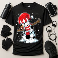 Dabbing Snowman Soccer Ball Christmas Santa Boys Dab Sport Team Cooling Performance Crew T-Shirt