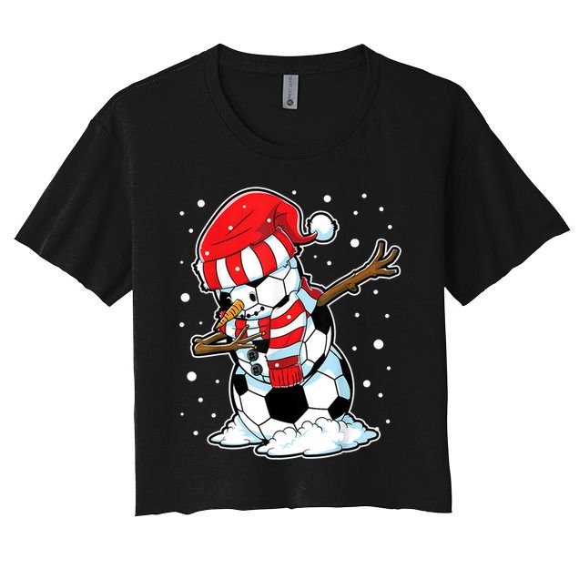Dabbing Snowman Soccer Ball Christmas Santa Boys Dab Sport Team Crop Top
