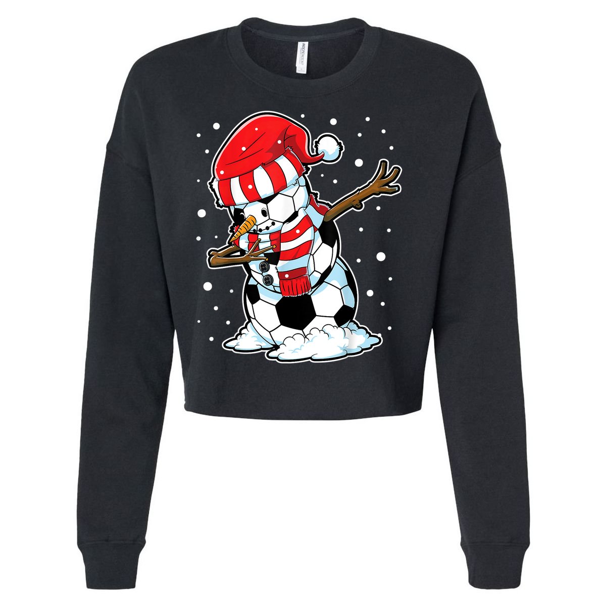 Dabbing Snowman Soccer Ball Christmas Santa Boys Dab Sport Team Cropped Pullover Crew