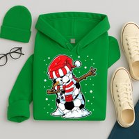 Dabbing Snowman Soccer Ball Christmas Santa Boys Dab Sport Team Hoodie
