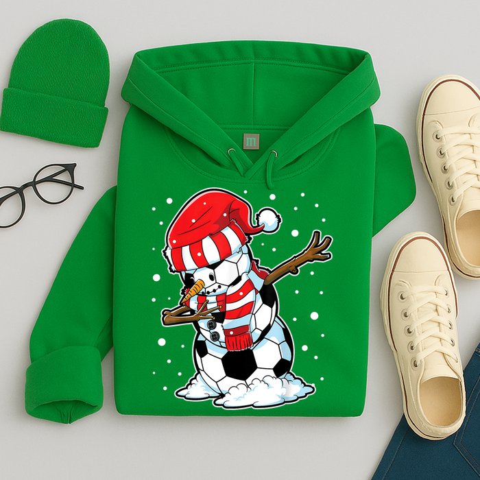 Dabbing Snowman Soccer Ball Christmas Santa Boys Dab Sport Team Hoodie