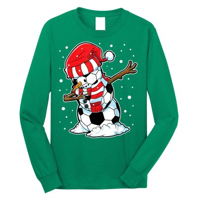 Dabbing Snowman Soccer Ball Christmas Santa Boys Dab Sport Team Long Sleeve Shirt
