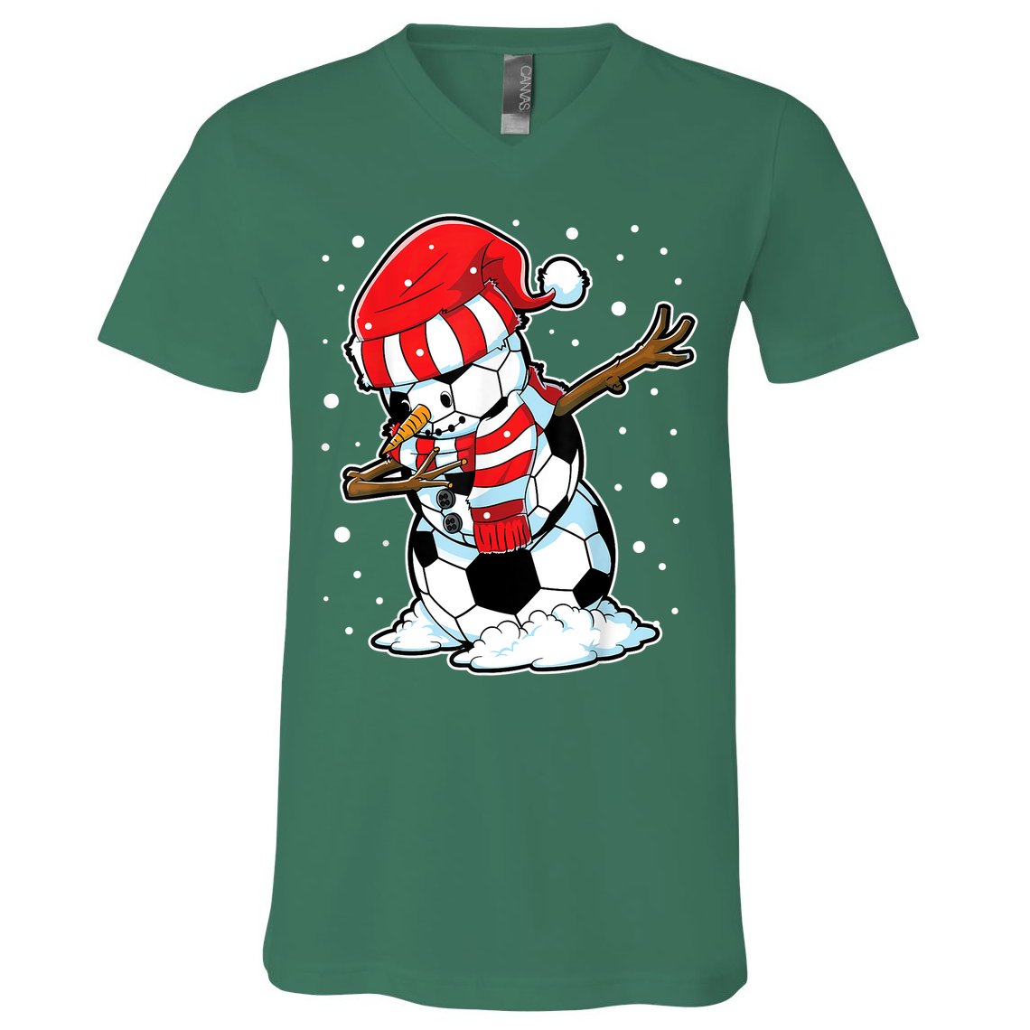 Dabbing Snowman Soccer Ball Christmas Santa Boys Dab Sport Team V-Neck T-Shirt