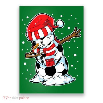 Dabbing Snowman Soccer Ball Christmas Santa Boys Dab Sport Team Poster