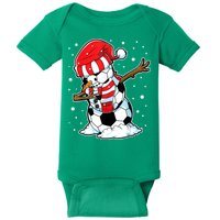 Dabbing Snowman Soccer Ball Christmas Santa Boys Dab Sport Team Baby Bodysuit