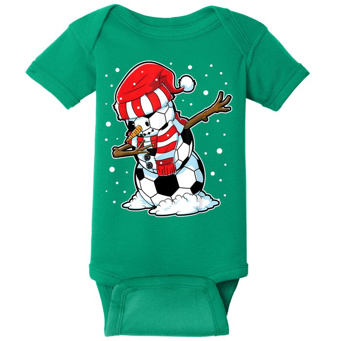 Dabbing Snowman Soccer Ball Christmas Santa Boys Dab Sport Team Baby Bodysuit