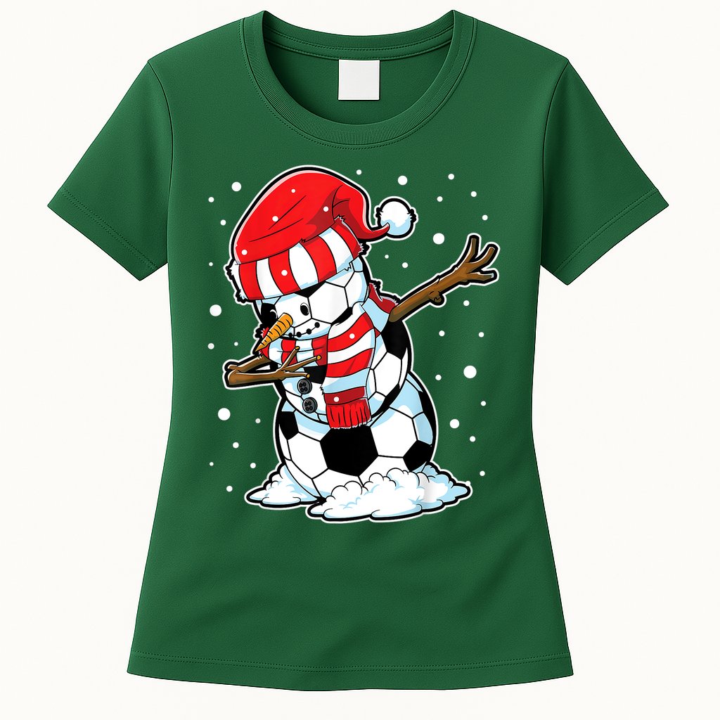 Dabbing Snowman Soccer Ball Christmas Santa Boys Dab Sport Team Womens T-Shirt