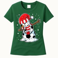 Dabbing Snowman Soccer Ball Christmas Santa Boys Dab Sport Team Womens T-Shirt