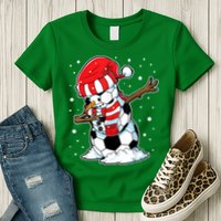 Dabbing Snowman Soccer Ball Christmas Santa Boys Dab Sport Team Womens T-Shirt