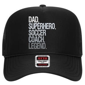 Dad Superhero Soccer Coach Legend High Crown Mesh Back Trucker Hat