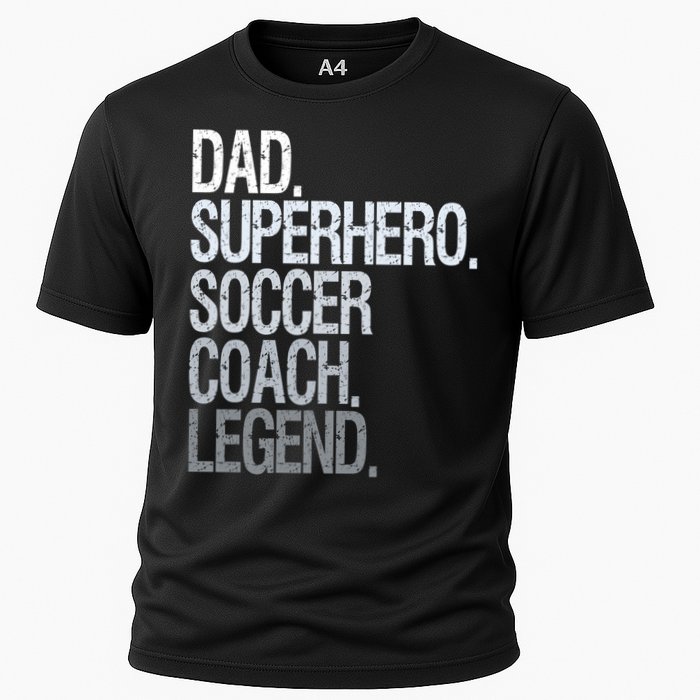 Dad Superhero Soccer Coach Legend Cooling Performance Crew T-Shirt