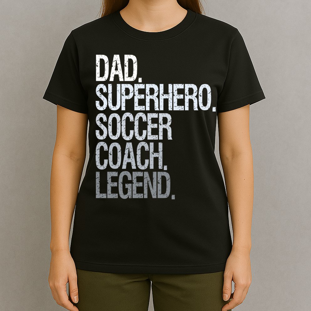 Dad Superhero Soccer Coach Legend T-Shirt