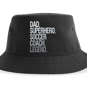 Dad Superhero Soccer Coach Legend Sustainable Bucket Hat