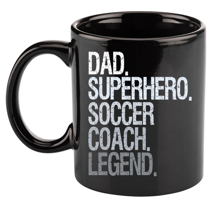 Dad Superhero Soccer Coach Legend 11oz C Handle Ceramic Mug
