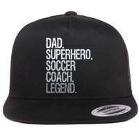 Dad Superhero Soccer Coach Legend Flat Bill Trucker Hat