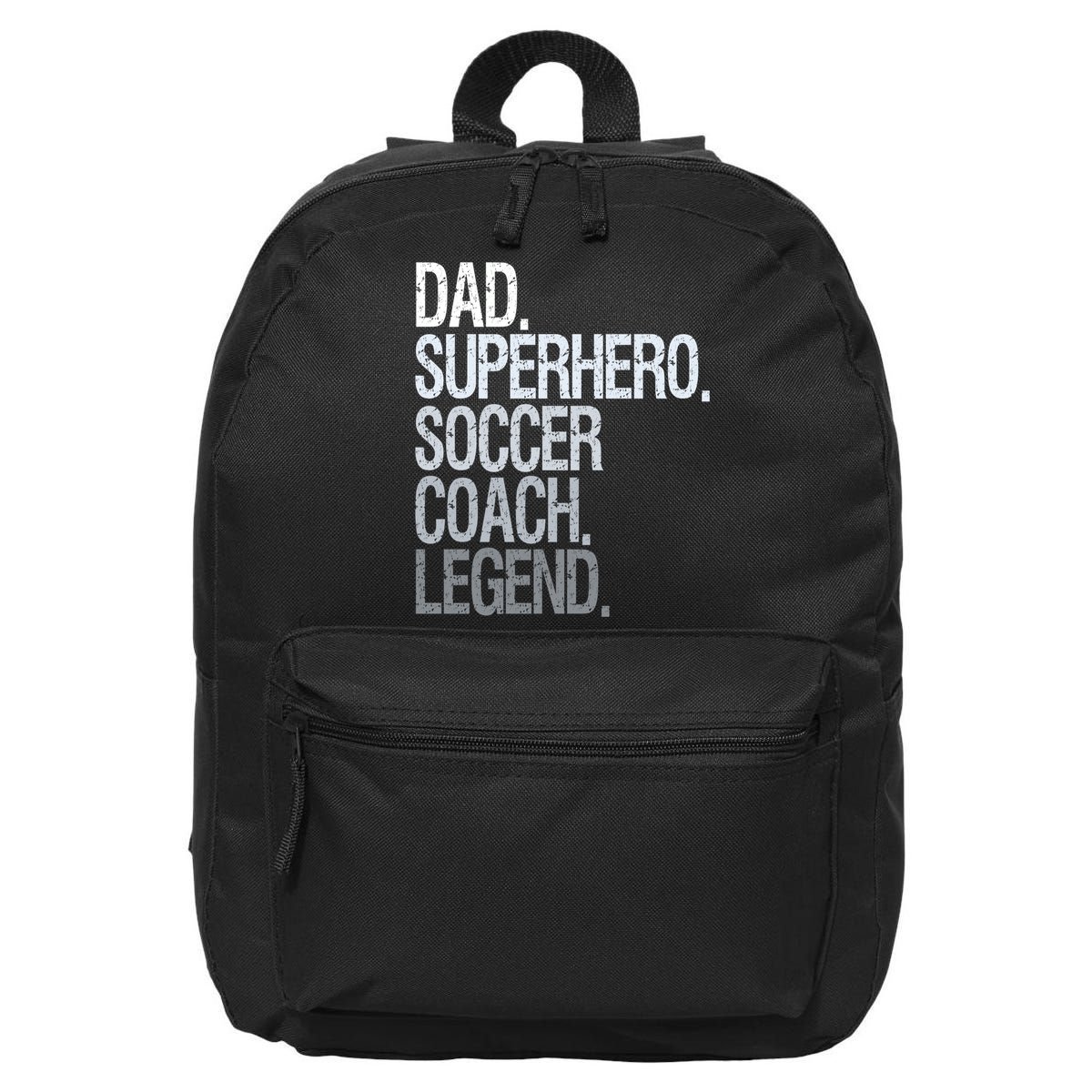 Dad Superhero Soccer Coach Legend 16 in Basic Backpack