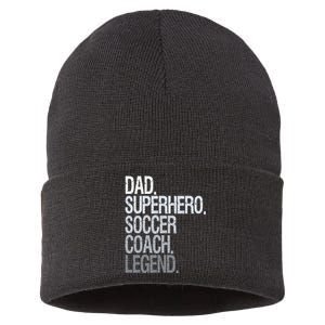 Dad Superhero Soccer Coach Legend Sustainable Knit Beanie