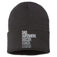 Dad Superhero Soccer Coach Legend Sustainable Knit Beanie