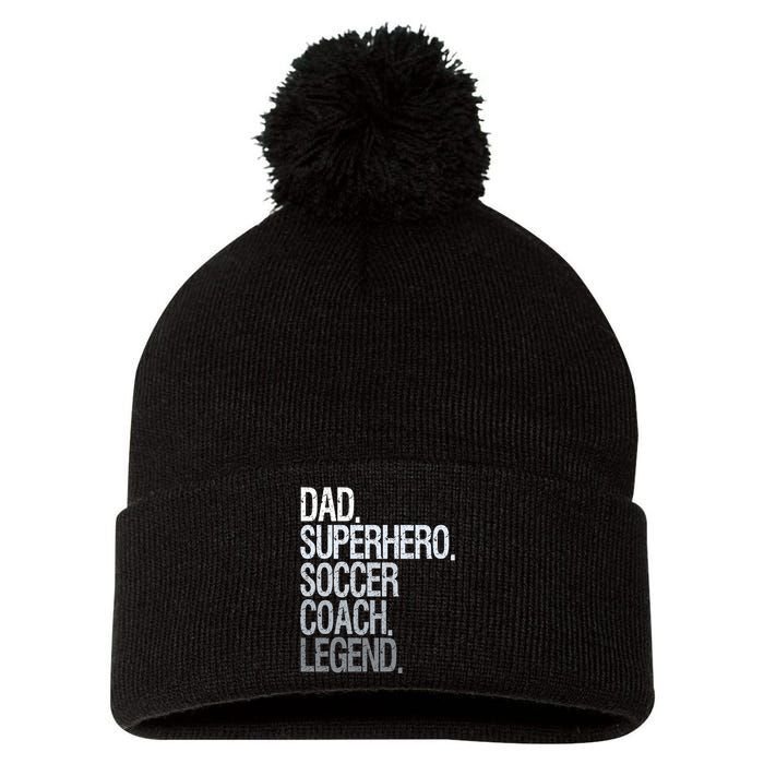 Dad Superhero Soccer Coach Legend Pom Pom 12in Knit Beanie