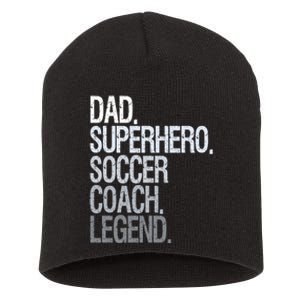 Dad Superhero Soccer Coach Legend Short Acrylic Beanie