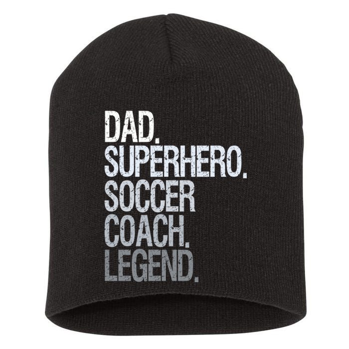 Dad Superhero Soccer Coach Legend Short Acrylic Beanie