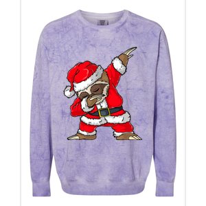 Dabbing Santa Sloth Merry Slothmas Christmas Pajama Colorblast Crewneck Sweatshirt