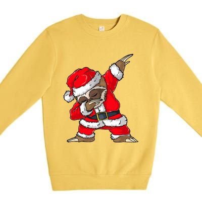 Dabbing Santa Sloth Merry Slothmas Christmas Pajama Premium Crewneck Sweatshirt