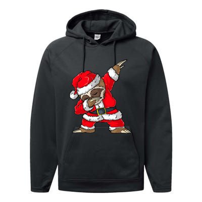 Dabbing Santa Sloth Merry Slothmas Christmas Pajama Performance Fleece Hoodie