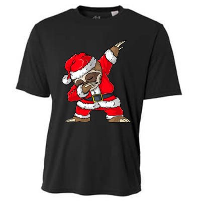 Dabbing Santa Sloth Merry Slothmas Christmas Pajama Cooling Performance Crew T-Shirt