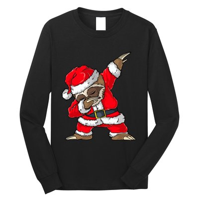 Dabbing Santa Sloth Merry Slothmas Christmas Pajama Long Sleeve Shirt