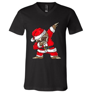 Dabbing Santa Sloth Merry Slothmas Christmas Pajama V-Neck T-Shirt