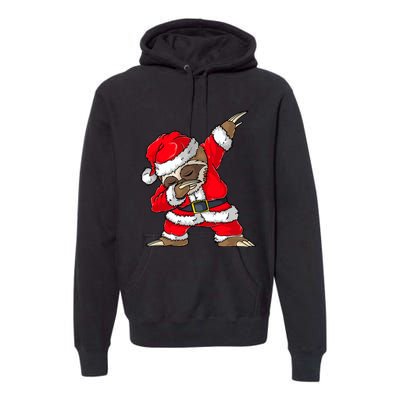 Dabbing Santa Sloth Merry Slothmas Christmas Pajama Premium Hoodie