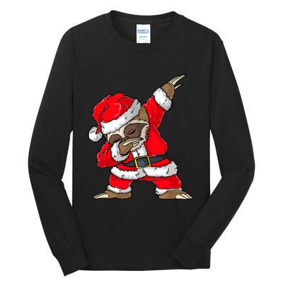 Dabbing Santa Sloth Merry Slothmas Christmas Pajama Tall Long Sleeve T-Shirt