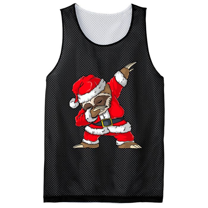 Dabbing Santa Sloth Merry Slothmas Christmas Pajama Mesh Reversible Basketball Jersey Tank