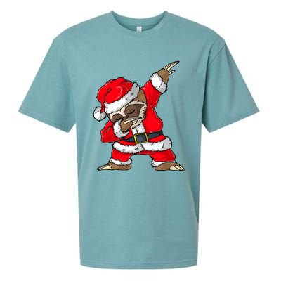 Dabbing Santa Sloth Merry Slothmas Christmas Pajama Sueded Cloud Jersey T-Shirt