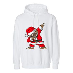 Dabbing Santa Sloth Merry Slothmas Christmas Pajama Garment-Dyed Fleece Hoodie