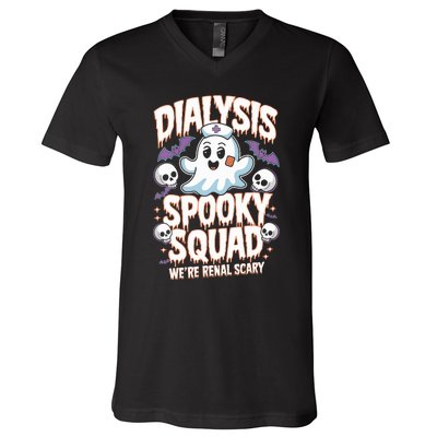 Dialysis Spooky Squad WeRe Renal Scary Nurse Halloween V-Neck T-Shirt