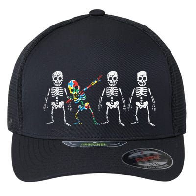 Dabbing Skeleton Stand Out Puzzle Autism Awareness Gift Funny Gift Flexfit Unipanel Trucker Cap