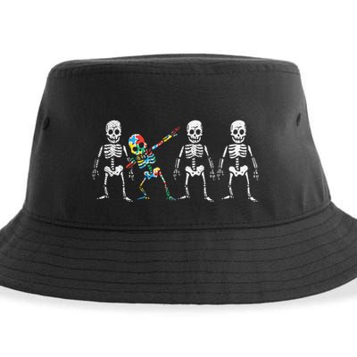Dabbing Skeleton Stand Out Puzzle Autism Awareness Gift Funny Gift Sustainable Bucket Hat