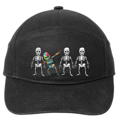 Dabbing Skeleton Stand Out Puzzle Autism Awareness Gift Funny Gift 7-Panel Snapback Hat