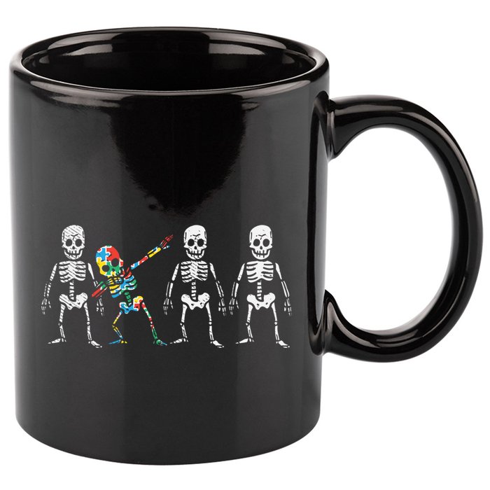 Dabbing Skeleton Stand Out Puzzle Autism Awareness Gift Funny Gift 11oz C Handle Ceramic Mug