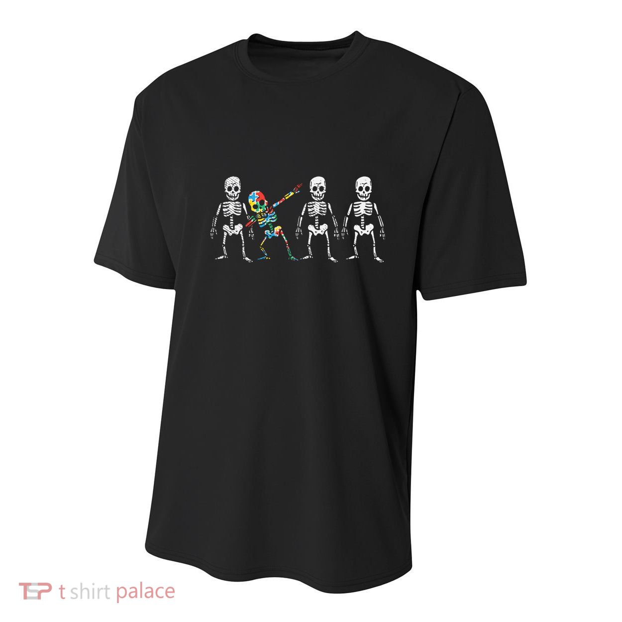 Dabbing Skeleton Stand Out Puzzle Autism Awareness Gift Funny Gift Youth Performance Sprint T-Shirt