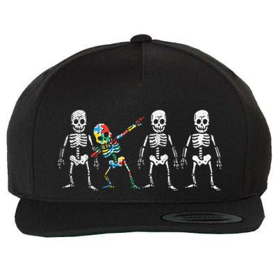 Dabbing Skeleton Stand Out Puzzle Autism Awareness Gift Funny Gift Wool Snapback Cap