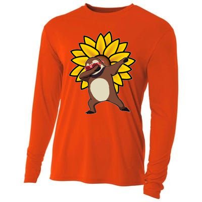 Dabbing Sloth Sunflower Autism Awareness Gift Cooling Performance Long Sleeve Crew