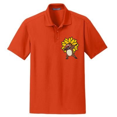 Dabbing Sloth Sunflower Autism Awareness Gift Dry Zone Grid Polo