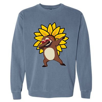 Dabbing Sloth Sunflower Autism Awareness Gift Garment-Dyed Sweatshirt