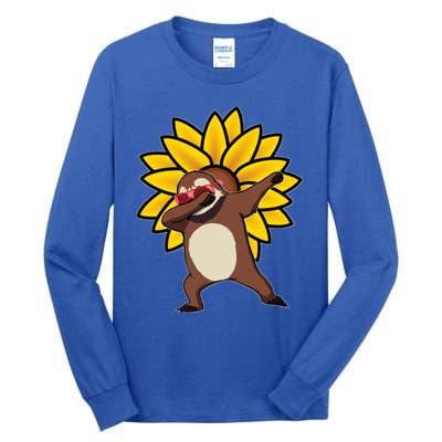 Dabbing Sloth Sunflower Autism Awareness Gift Tall Long Sleeve T-Shirt